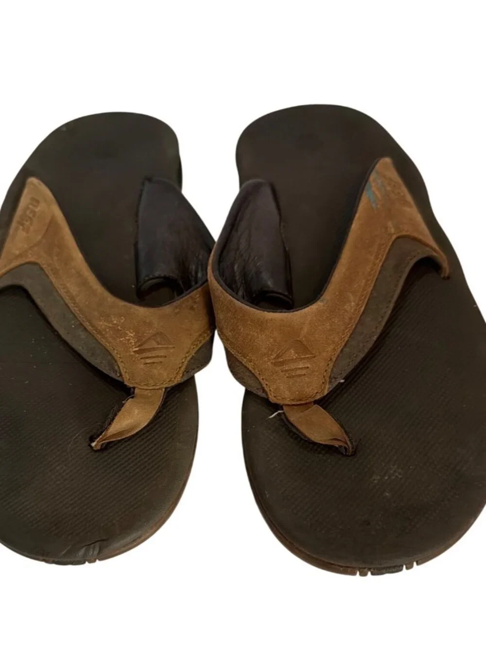 Reef Mens Brown & Black Leather Flip Flops Size 8 Comfortable Casual‎ Sandals